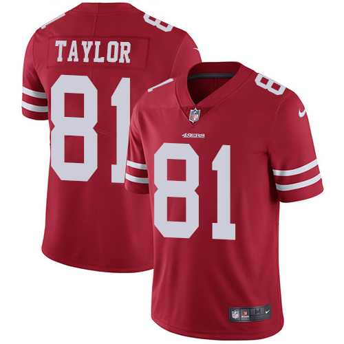 Nike San Francisco 49ers #81 Trent Taylor Red Team Color Men's Stitched NFL Vapor Untouchable Limited Jersey Nike San Francisco 49ers #81 Trent Taylor Red Team Color Men's Stitched NFL Vapor Untouchable Limited Jersey
