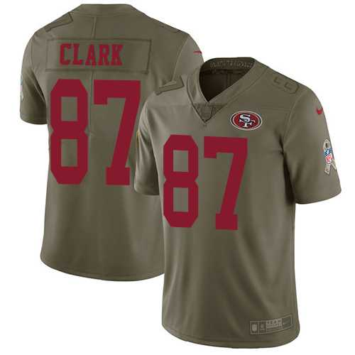 Nike San Francisco 49ers #87 Dwight Clark Olive Men's Stitched NFL Limited 2017 Salute to Service Jersey