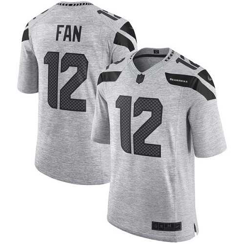 Nike Seattle Seahawks #12 Fan Gray Men's Stitched NFL Limited Gridiron Gray II Jersey