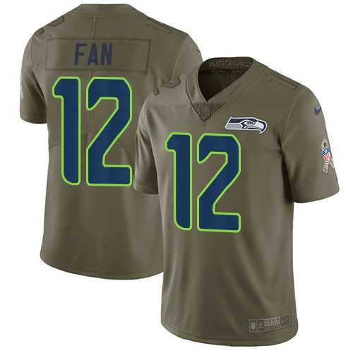 Nike Seattle Seahawks #12 Fan Olive Men's Stitched NFL Limited 2017 Salute to Service Jersey