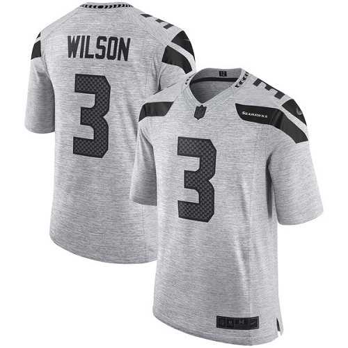 Nike Seattle Seahawks #3 Russell Wilson Gray Men's Stitched NFL Limited Gridiron Gray II Jersey
