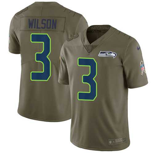 Nike Seattle Seahawks #3 Russell Wilson Olive Men's Stitched NFL Limited 2017 Salute to Service Jersey