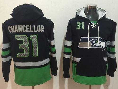 Nike Seattle Seahawks #31 Kam Chancellor Navy Blue Green Name & Number Pullover NFL Hoodie
