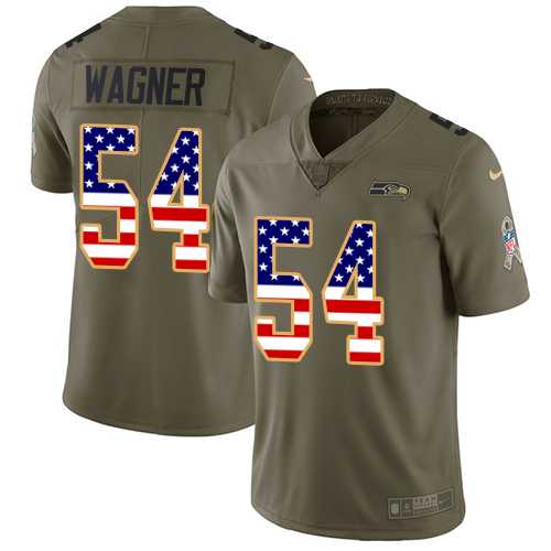 Nike Seattle Seahawks #54 Bobby Wagner Olive USA Flag Men's Stitched NFL Limited 2017 Salute To Service Jersey