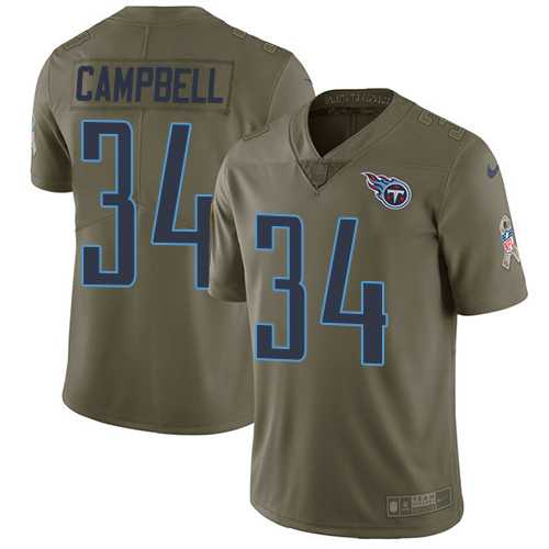 Nike Tennessee Titans #34 Earl Campbell Olive Men's Stitched NFL Limited 2017 Salute to Service Jersey