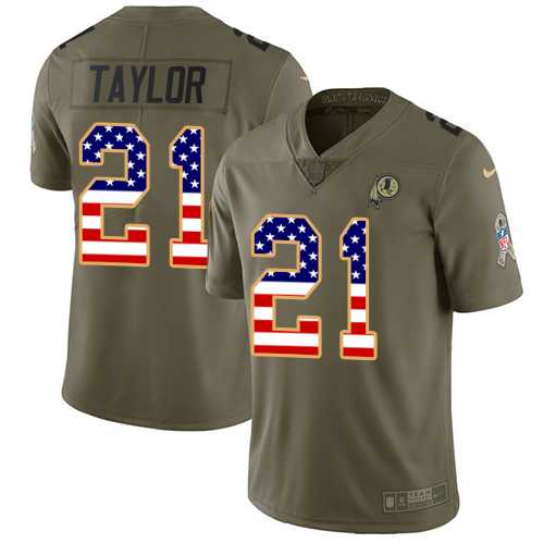 Nike Washington Redskins #21 Sean Taylor Olive USA Flag Men's Stitched NFL Limited 2017 Salute To Service Jersey