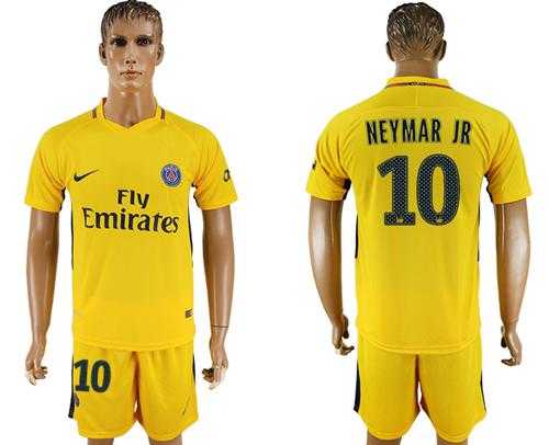 Paris Saint-Germain #10 Neymar Jr Yellow Soccer Club Jersey