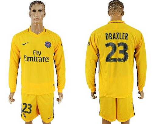 Paris Saint-Germain #23 Draxler Away Long Sleeves Soccer Club Jersey