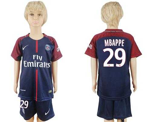 Paris Saint Germain #29 Mbappe Home Kid Soccer Club Jersey