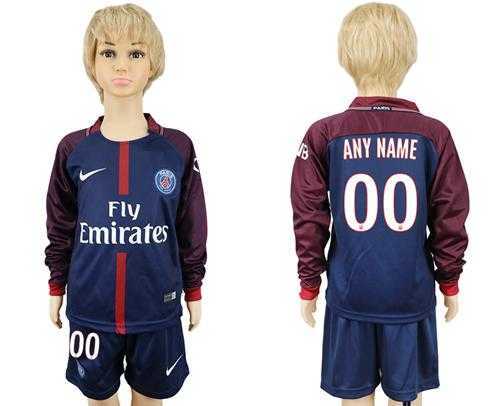 Paris Saint-Germain Personalized Home Long Sleeves Kid Soccer Club Jersey