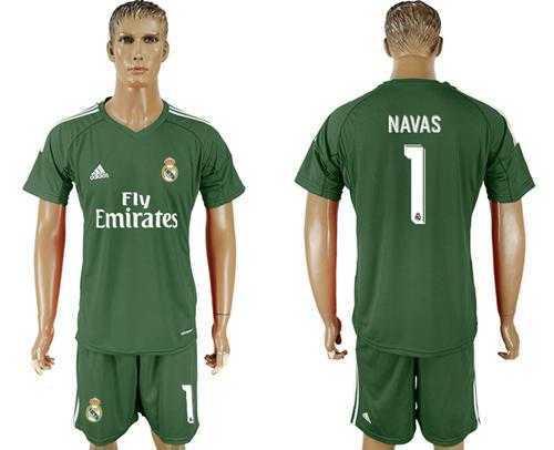 Real Madrid #1 Navas Green Goalkeeper Soccer Club Jersey