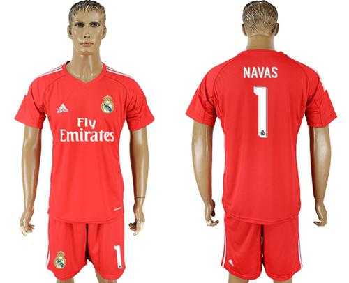 Real Madrid #1 Navas Red Goalkeeper Soccer Club Jersey