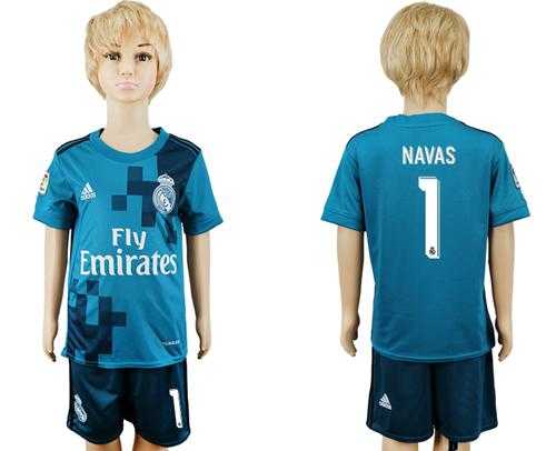 Real Madrid #1 Navas Sec Away Kid Soccer Club Jersey