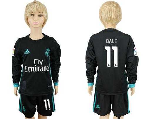 Real Madrid #11 Bale Sec Away Long Sleeves Kid Soccer Club Jersey