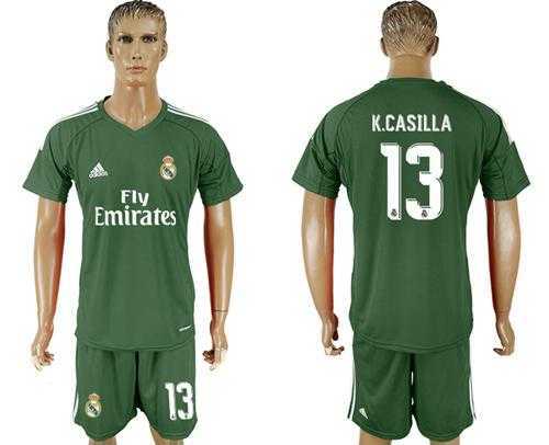 Real Madrid #13 K.Casilla Green Goalkeeper Soccer Club Jersey