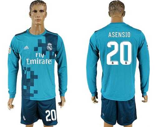 Real Madrid #20 Asensio Sec Away Long Sleeves Soccer Club Jersey