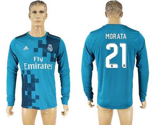 Real Madrid #21 Morata Sec Away Long Sleeves Soccer Club Jersey