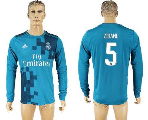 Real Madrid #5 Zidane Sec Away Long Sleeves Soccer Club Jersey