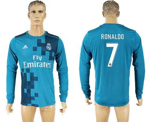 Real Madrid #7 Ronaldo Sec Away Long Sleeves Soccer Club Jersey