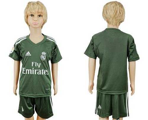 Real Madrid Blank Green Goalkeeper Kid Soccer Club Jersey