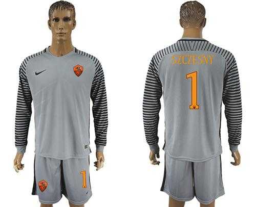 Roma #1 Szczesny Grey Goalkeeper Long Sleeves Soccer Club Jersey