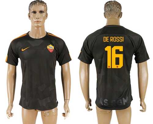 Roma #16 De Rossi Sec Away Soccer Club Jersey