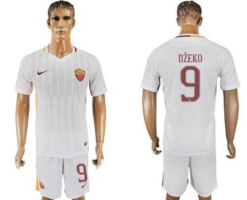 Roma #9 Dzeko Away Soccer Club Jersey