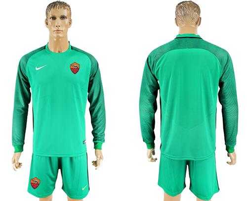 Roma Blank Green Goalkeeper Long Sleeves Soccer Club Jersey