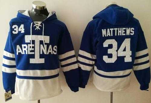 Toronto Maple Leafs #34 Auston Matthews Blue Sawyer Hooded Sweatshirt 1918 Arenas Throwback Stitched NHL Jersey