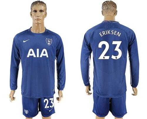 Tottenham Hotspur #23 Eriksen Away Long Sleeves Soccer Club Jersey