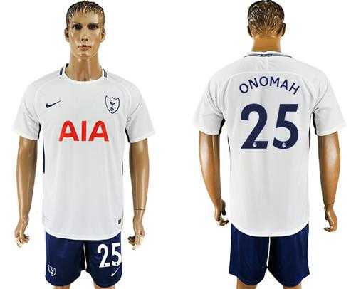 Tottenham Hotspur #25 Onomah White Blue Soccer Club Jersey