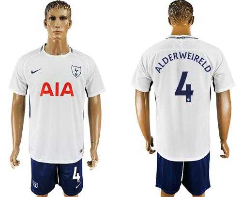 Tottenham Hotspur #4 Alderweireld White Blue Soccer Club Jersey