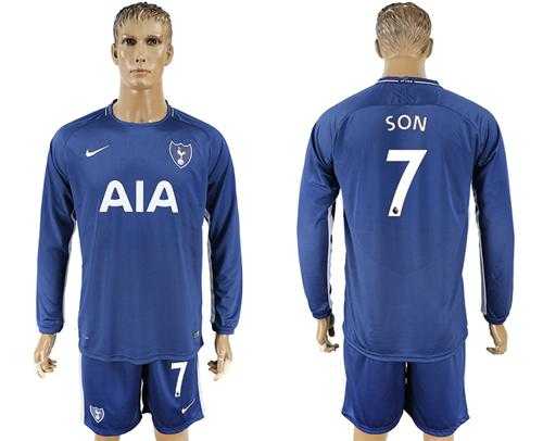 Tottenham Hotspur #7 Son Away Long Sleeves Soccer Club Jersey