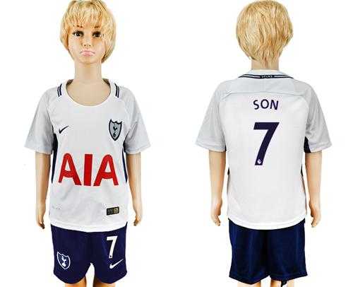 Tottenham Hotspur #7 Son Home Kid Soccer Club Jersey