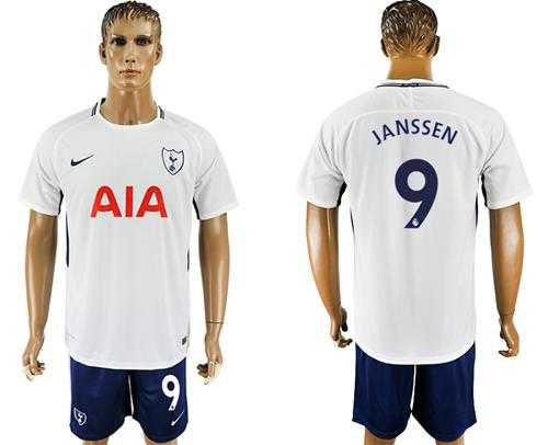 Tottenham Hotspur #9 Janssen White Blue Soccer Club Jersey