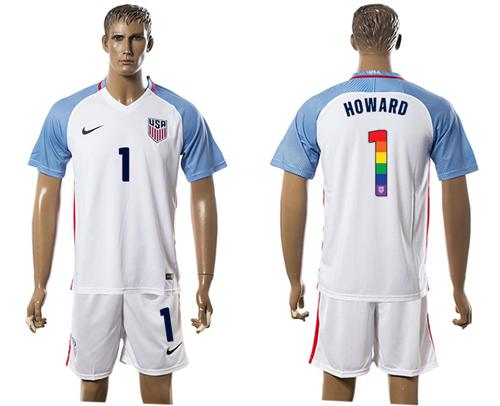 USA #1 Howard White Rainbow Soccer Country Jersey