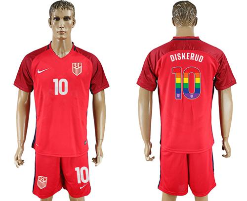 USA #10 Diskerud Red Rainbow Soccer Country Jersey