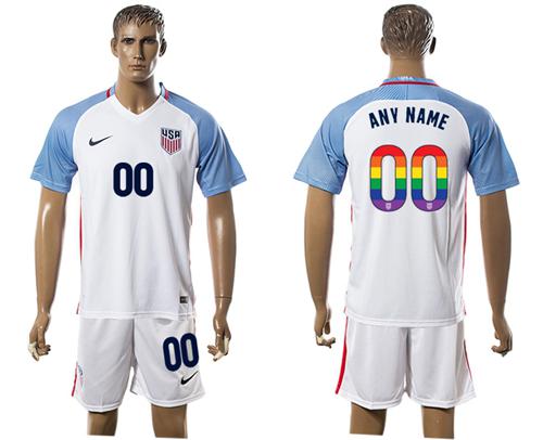 USA Personalized White Rainbow Soccer Country Jersey