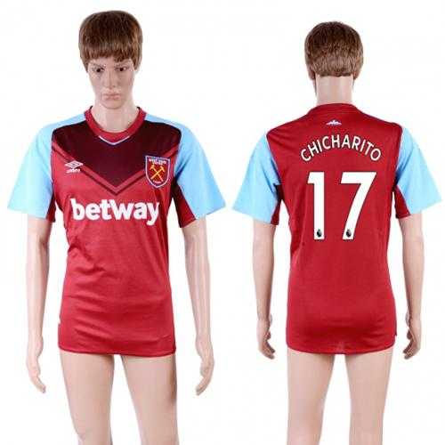 West Ham United #17 Chicharito Home Soccer Club Jersey