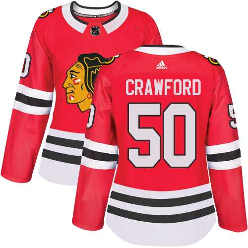 Women's Adidas Chicago Blackhawks #50 Corey Crawford Red Home Authentic Stitched NHL