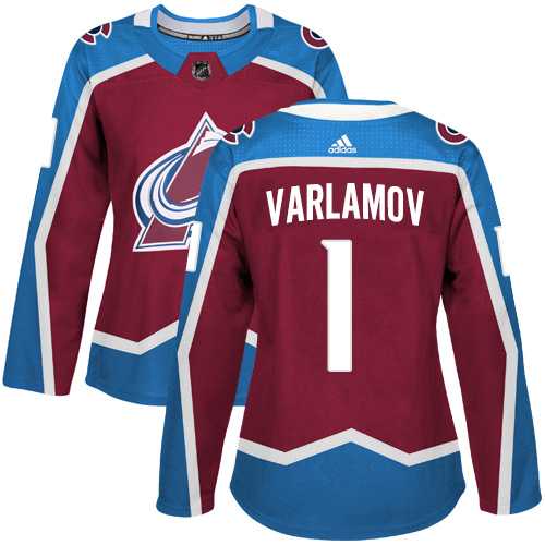 Women's Adidas Colorado Avalanche #1 Semyon Varlamov Burgundy Home Authentic Stitched NHL
