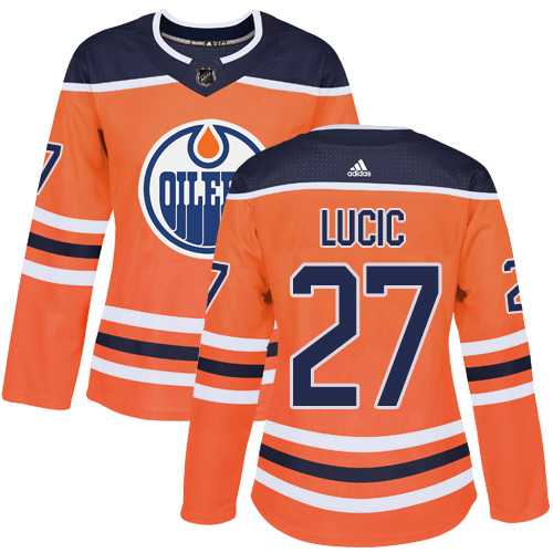 Women's Adidas Edmonton Oilers #27 Milan Lucic Orange Home Authentic Stitched NHL