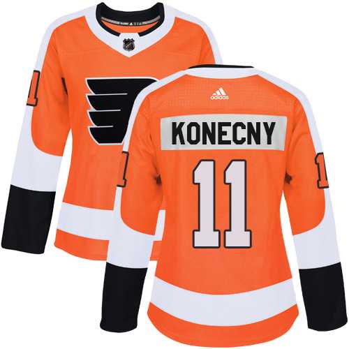 Women's Adidas Philadelphia Flyers #11 Travis Konecny Orange Home Authentic Stitched NHL