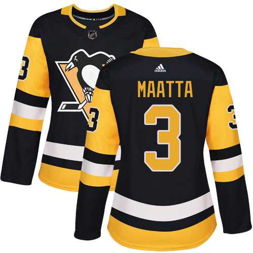Women's Adidas Pittsburgh Penguins #3 Olli Maatta Black Home Authentic Stitched NHL