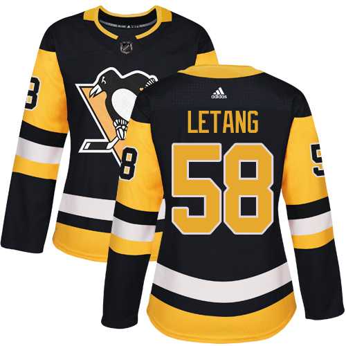 Women's Adidas Pittsburgh Penguins #58 Kris Letang Black Home Authentic Stitched NHL
