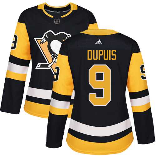 Women's Adidas Pittsburgh Penguins #9 Pascal Dupuis Black Home Authentic Stitched NHL