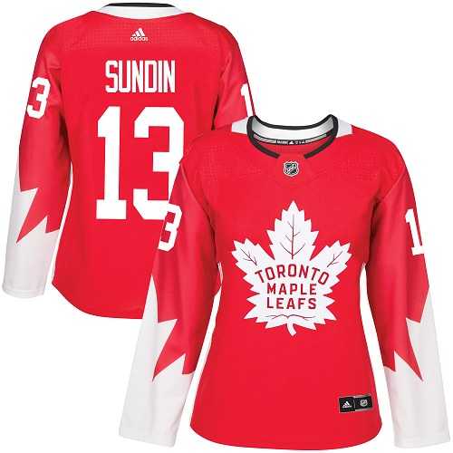 Women's Adidas Toronto Maple Leafs #13 Mats Sundin Red Team Canada Authentic Stitched NHL