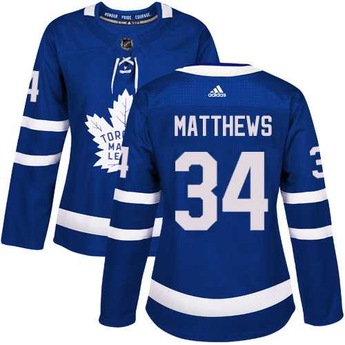 Women's Adidas Toronto Maple Leafs #34 Auston Matthews Blue Home Authentic Stitched NHL