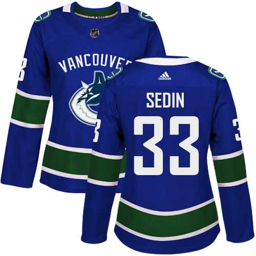 Women's Adidas Vancouver Canucks #33 Henrik Sedin Blue Home Authentic Stitched NHL