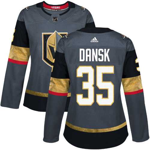 Women's Adidas Vegas Golden Knights #35 Oscar Dansk Grey Home Authentic Stitched NHL